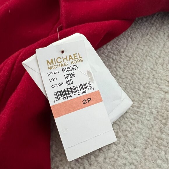 NWT MICHAEL Michael Kors Red Wool Winter Pea Coat 2P Petite - Picture 9 of 11